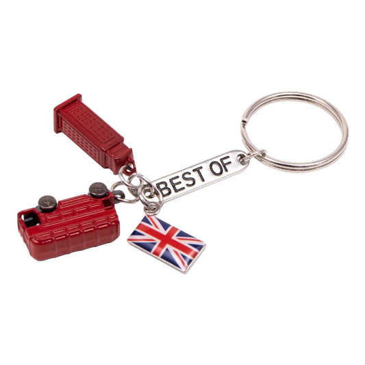 Best of British - London Bus, Telephone Box, and Union Jack Die Cast Keyring