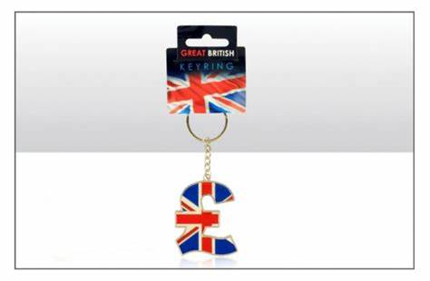 British Pound Symbol Metal Keyring